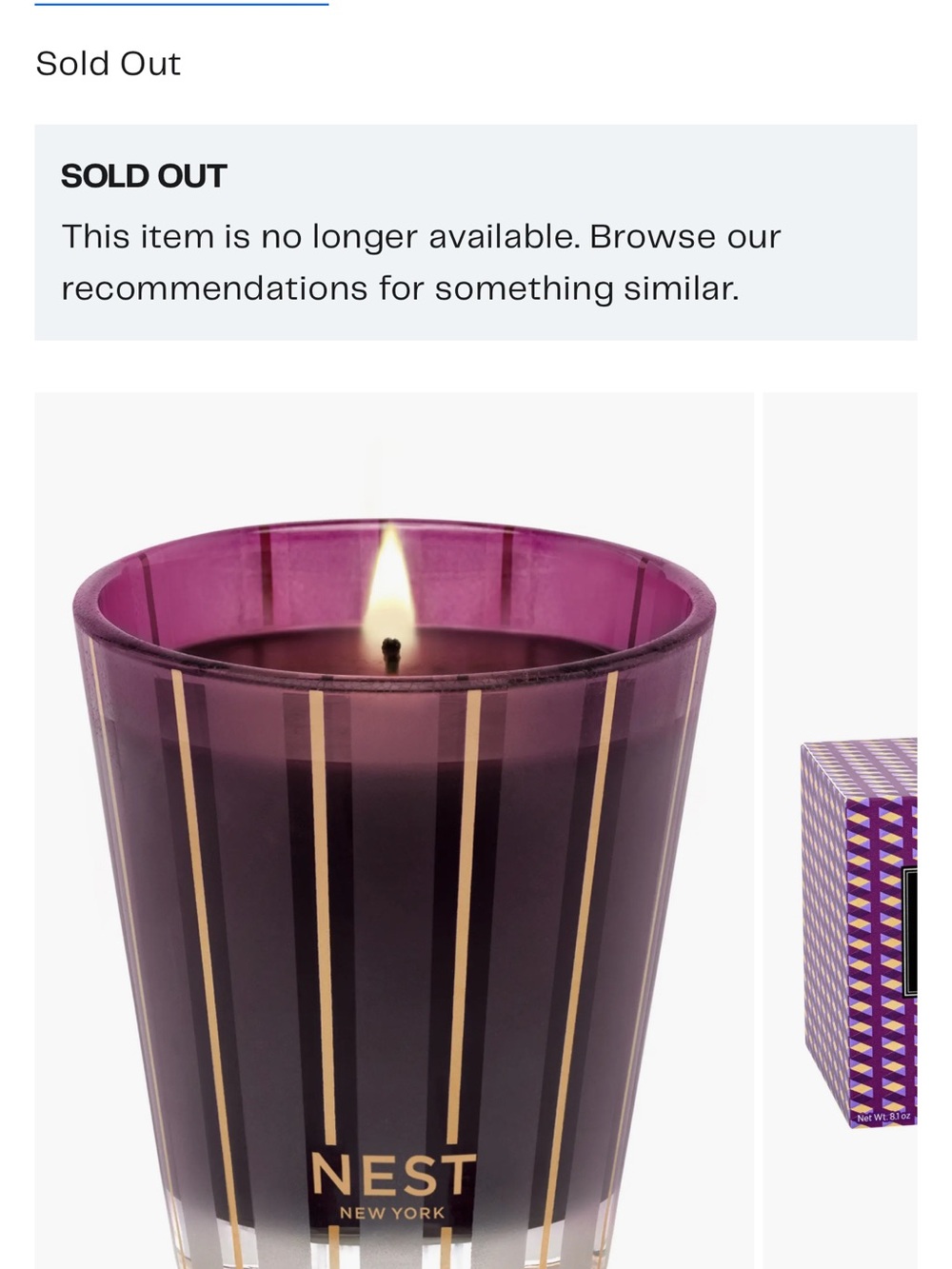 NEST Fragrances Purple Glass Candle with Gold Stripes